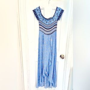 Candie’s blue floral dress with built-in shorts. Size medium